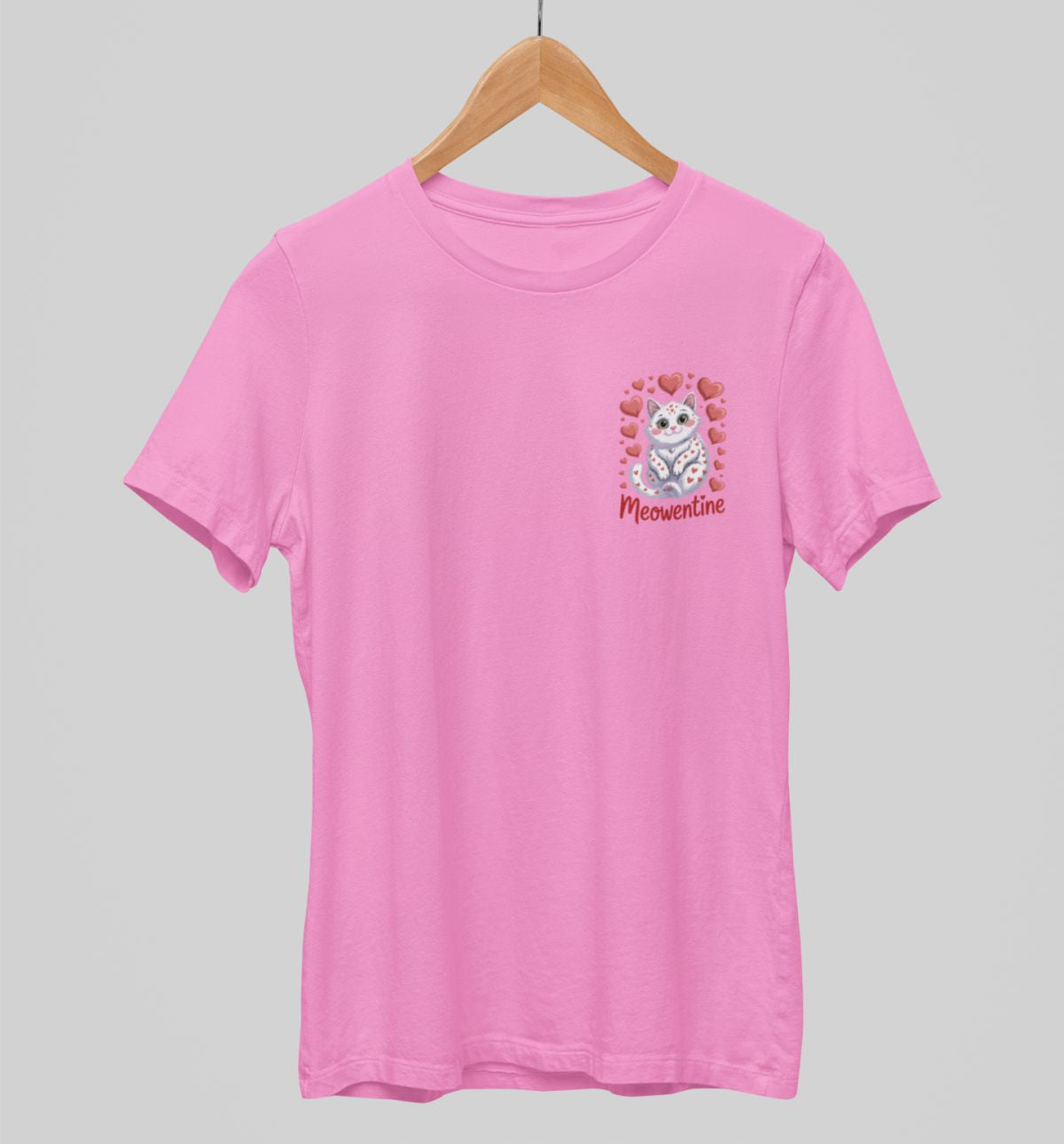 Vaaleanpunainen unisex T-paita "Meowentine"