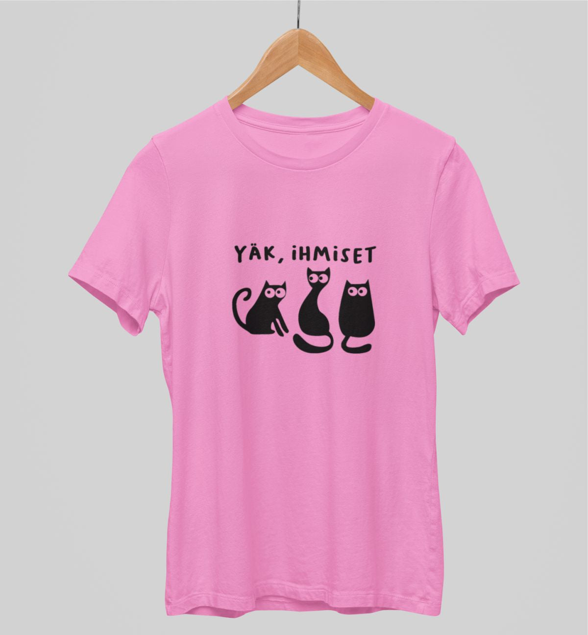 Vaaleanpunainen unisex T-paita "Yäk, ihmiset"