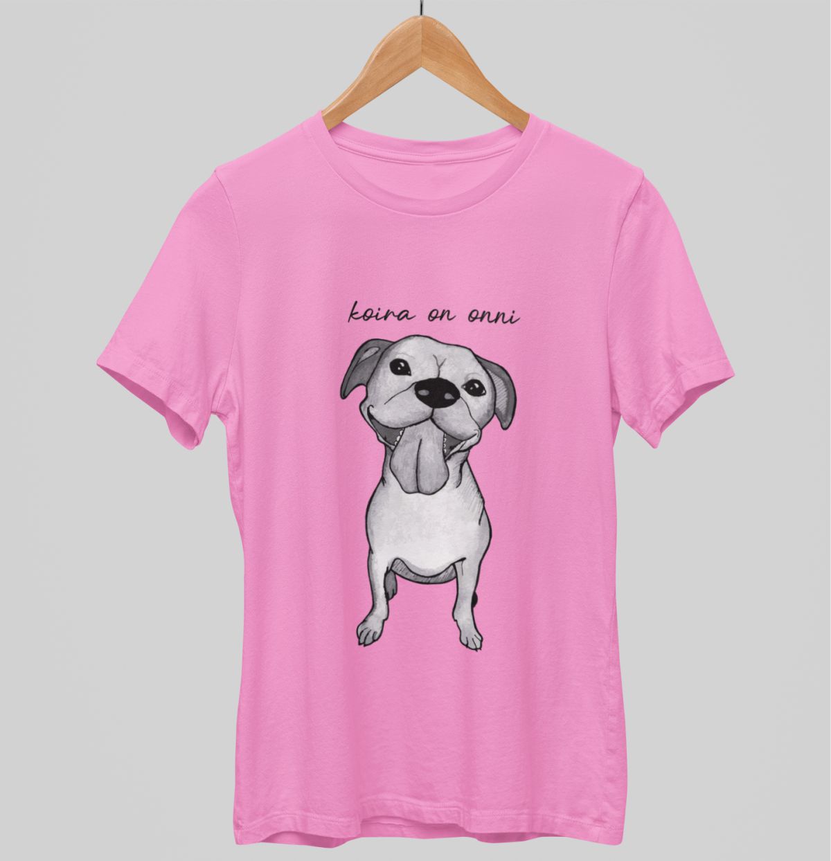 Vaaleanpunainen unisex T-paita "Koira on onni"
