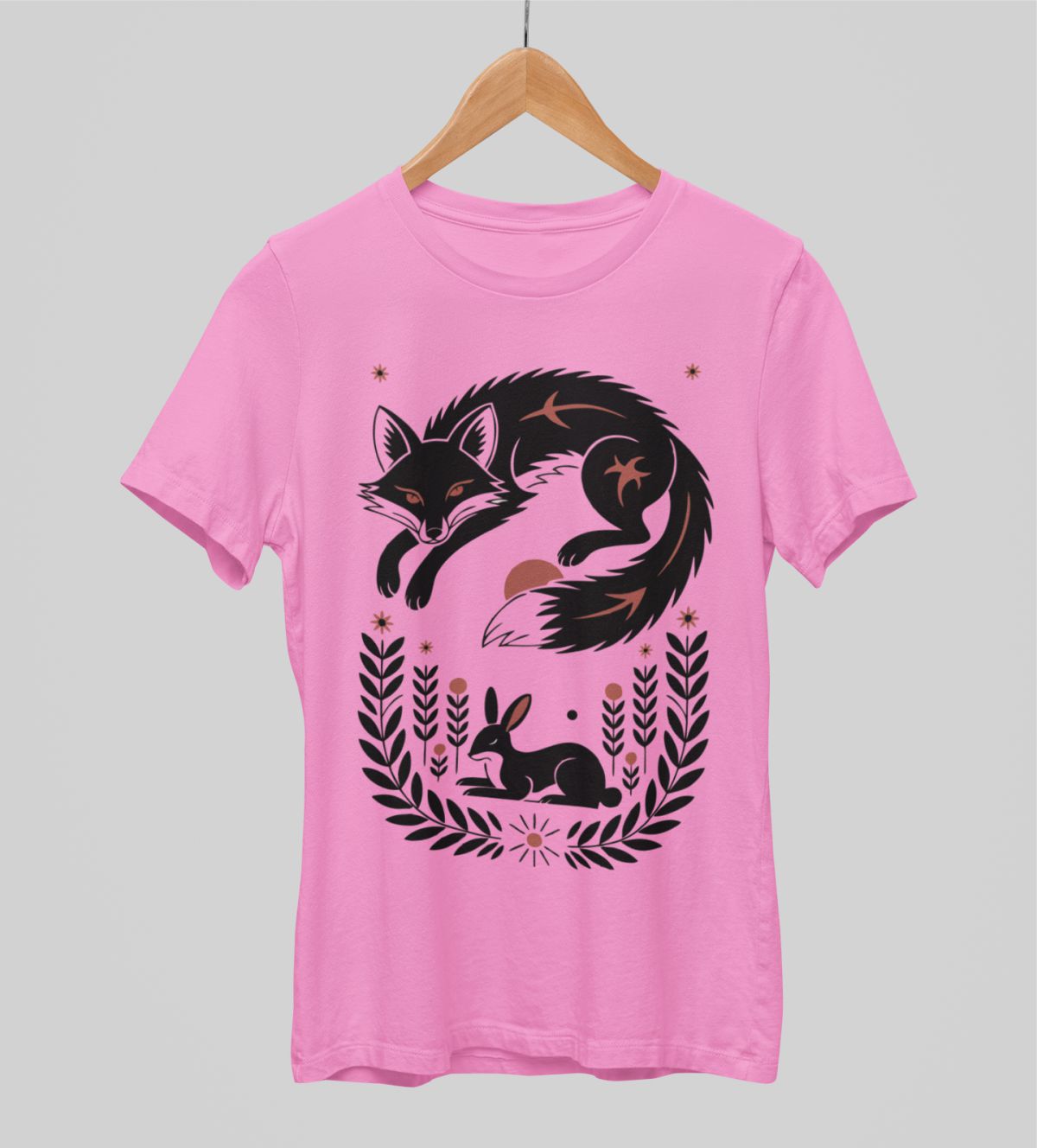 Vaaleanpunainen unisex T-paita "Susi"