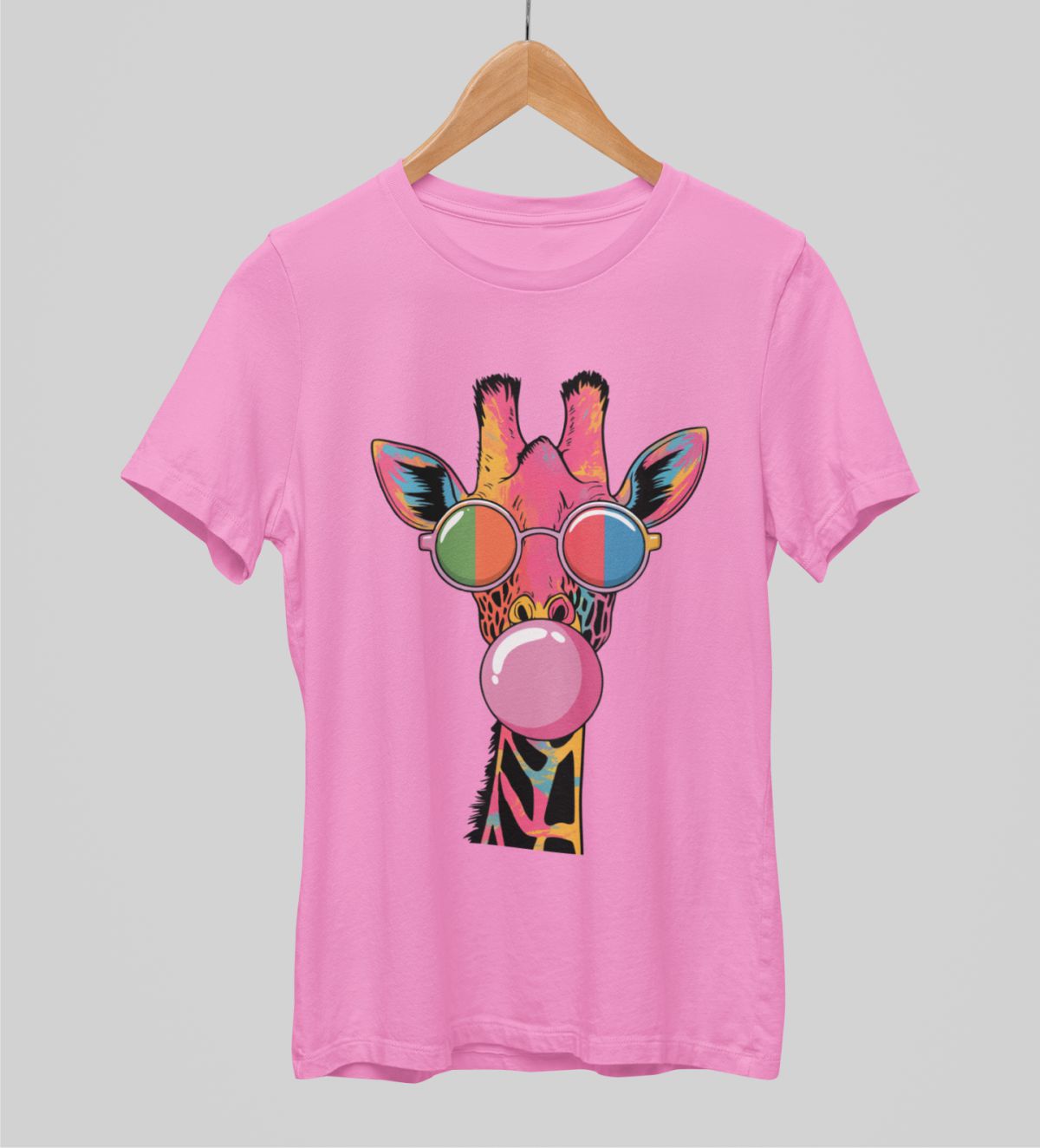 Vaaleanpunainen unisex T-paita "Kirahvi"