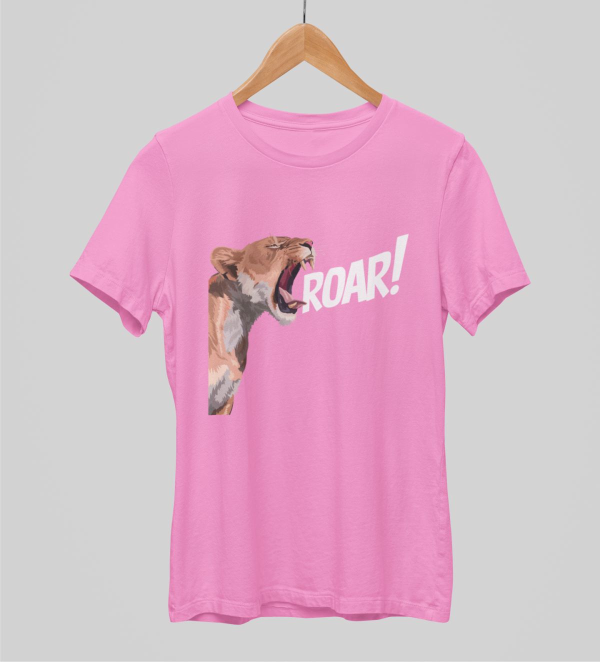 Vaaleanpunainen unisex T-paita "Roar"