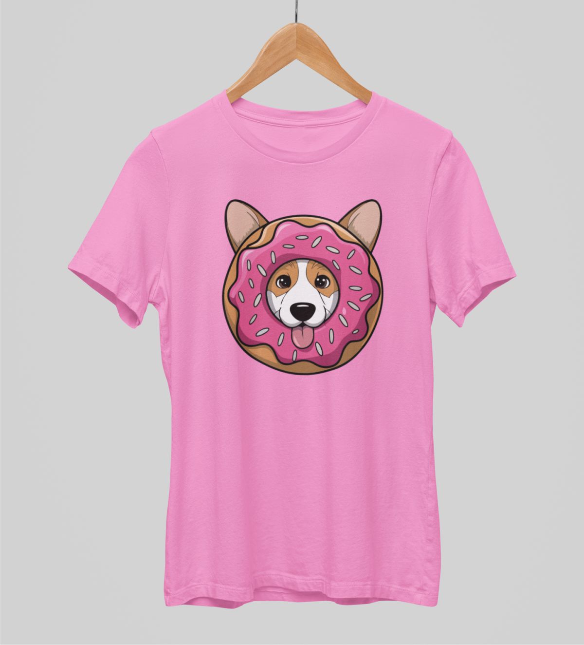 Vaaleanpunainen unisex T-paita "Corgi"
