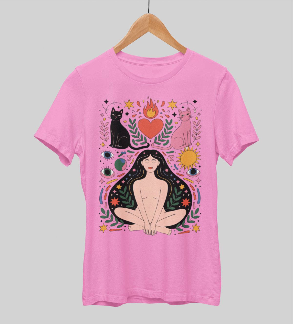 Vaaleanpunainen unisex T-paita "Naisen voima"