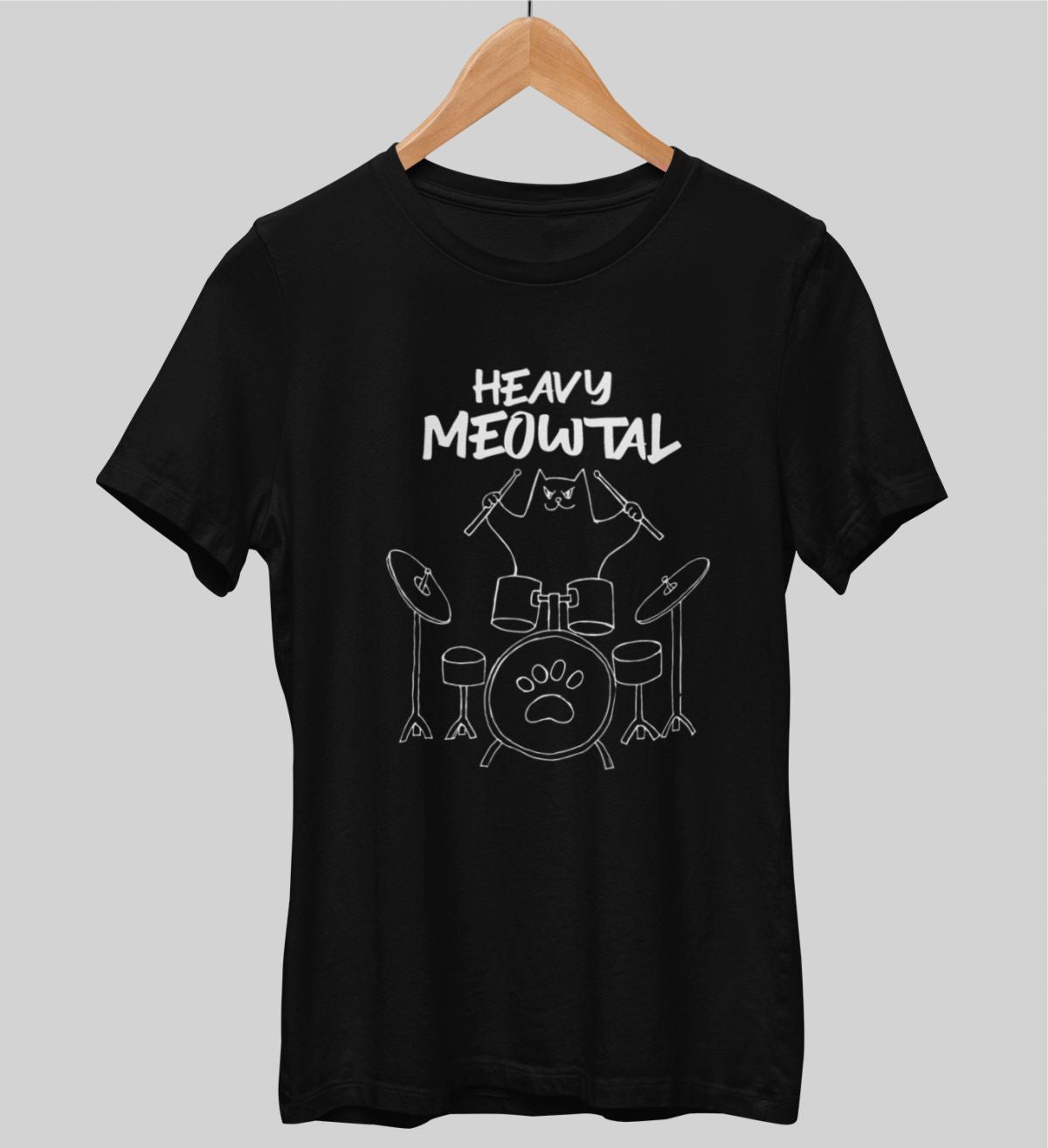 Mustat unisex T-paidat "Heavy meowtal"