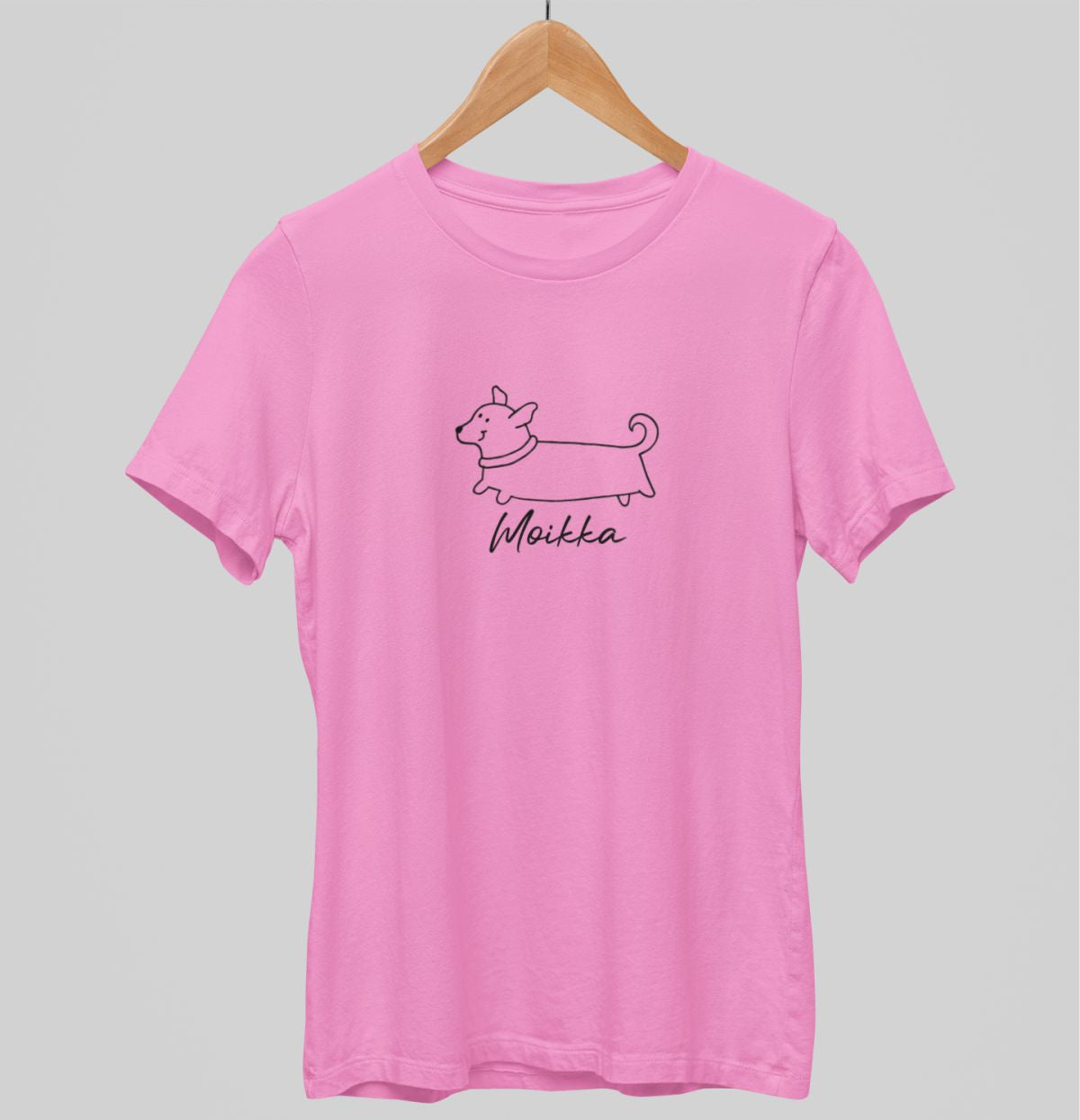 Vaaleanpunainen unisex T-paita "Moikka"