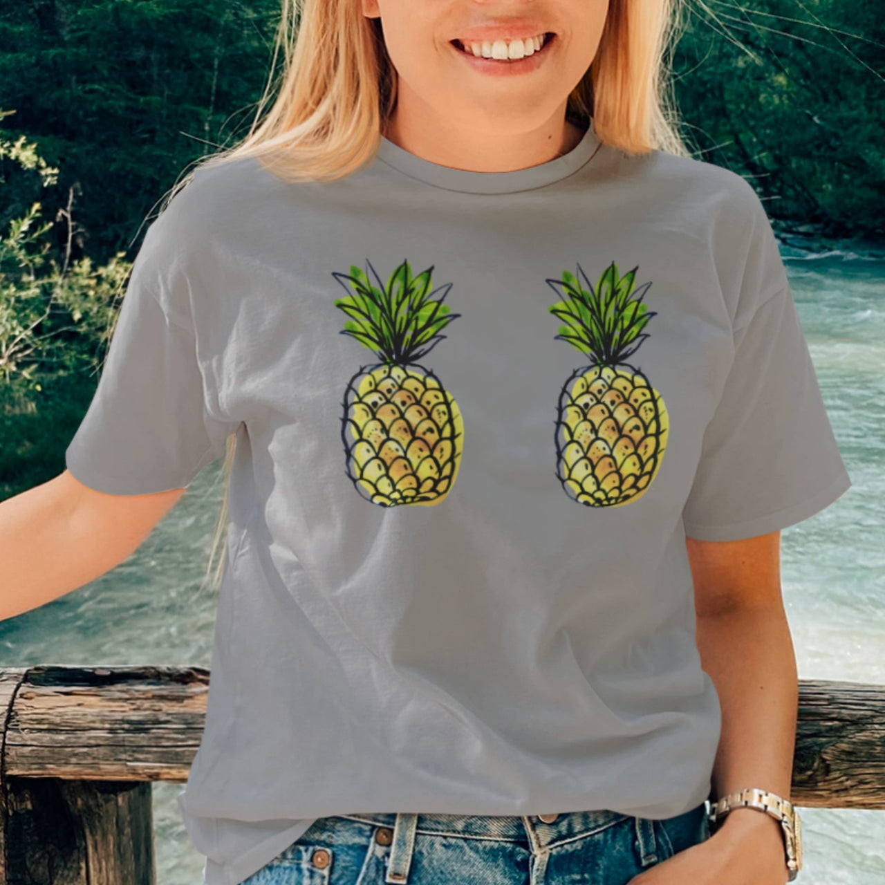 Harmaa meleerattu UNISEX T-paita Ananakset