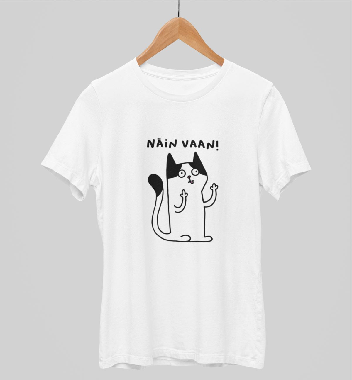 Valkoiset unisex T-paidat "Näin vaan!"