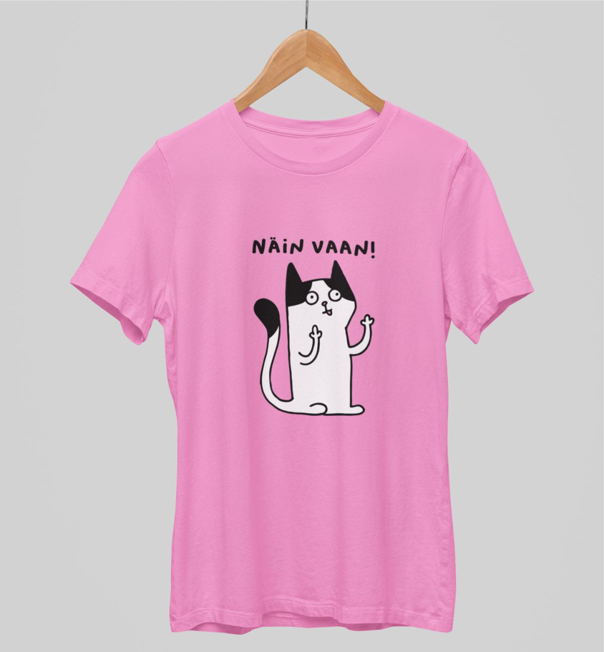 Vaaleanpunainen unisex T-paita "Näin vaan!"