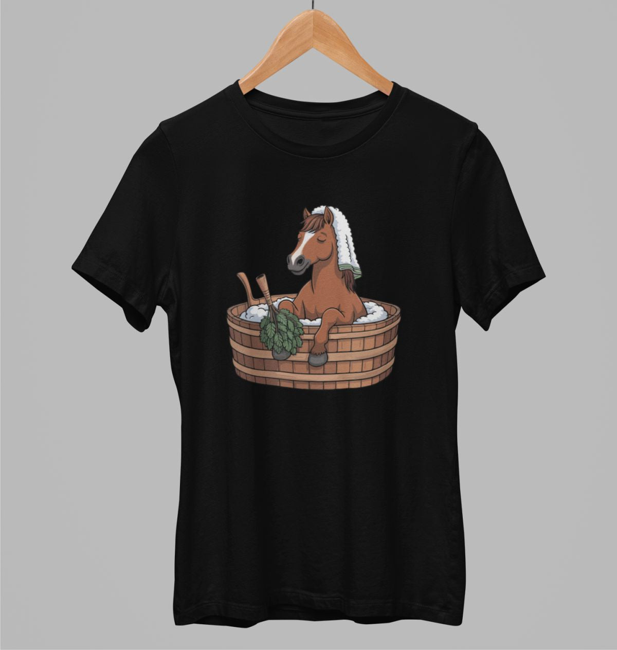 Mustat unisex T-paidat "Horse sauna"