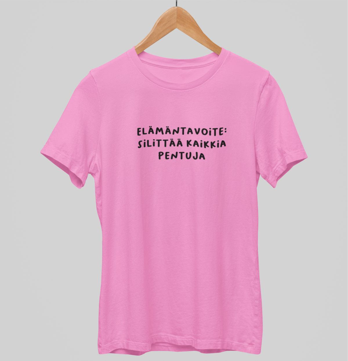 Vaaleanpunainen unisex T-paita "Elämäntavoite"