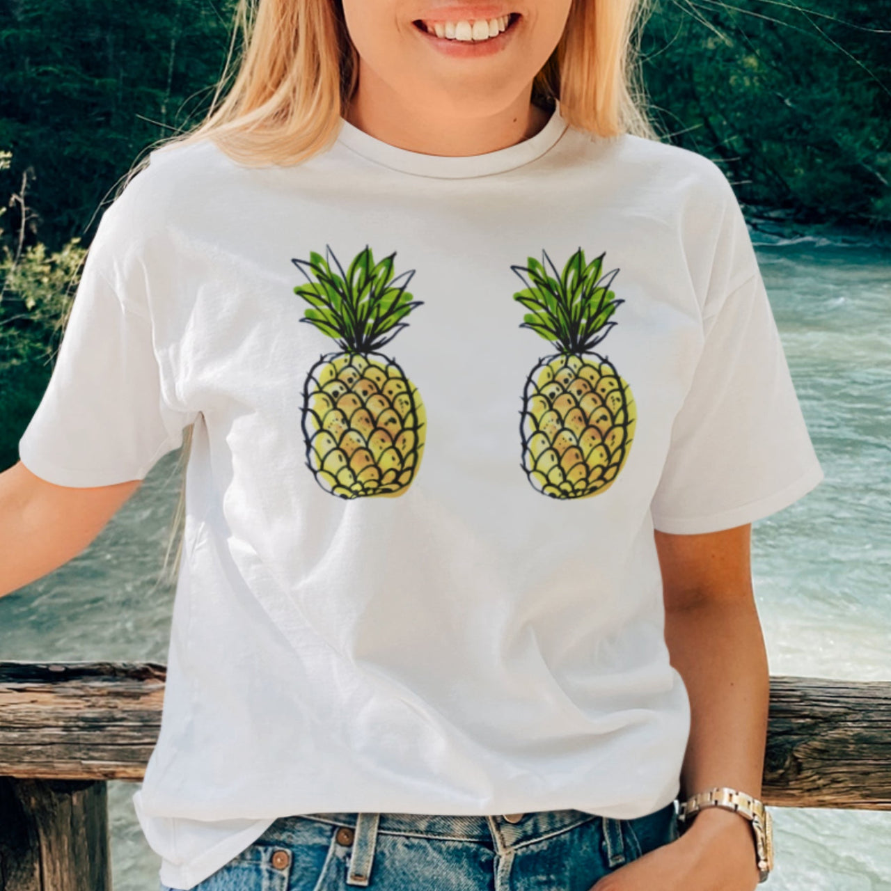 Valkoinen UNISEX T-paita Ananakset