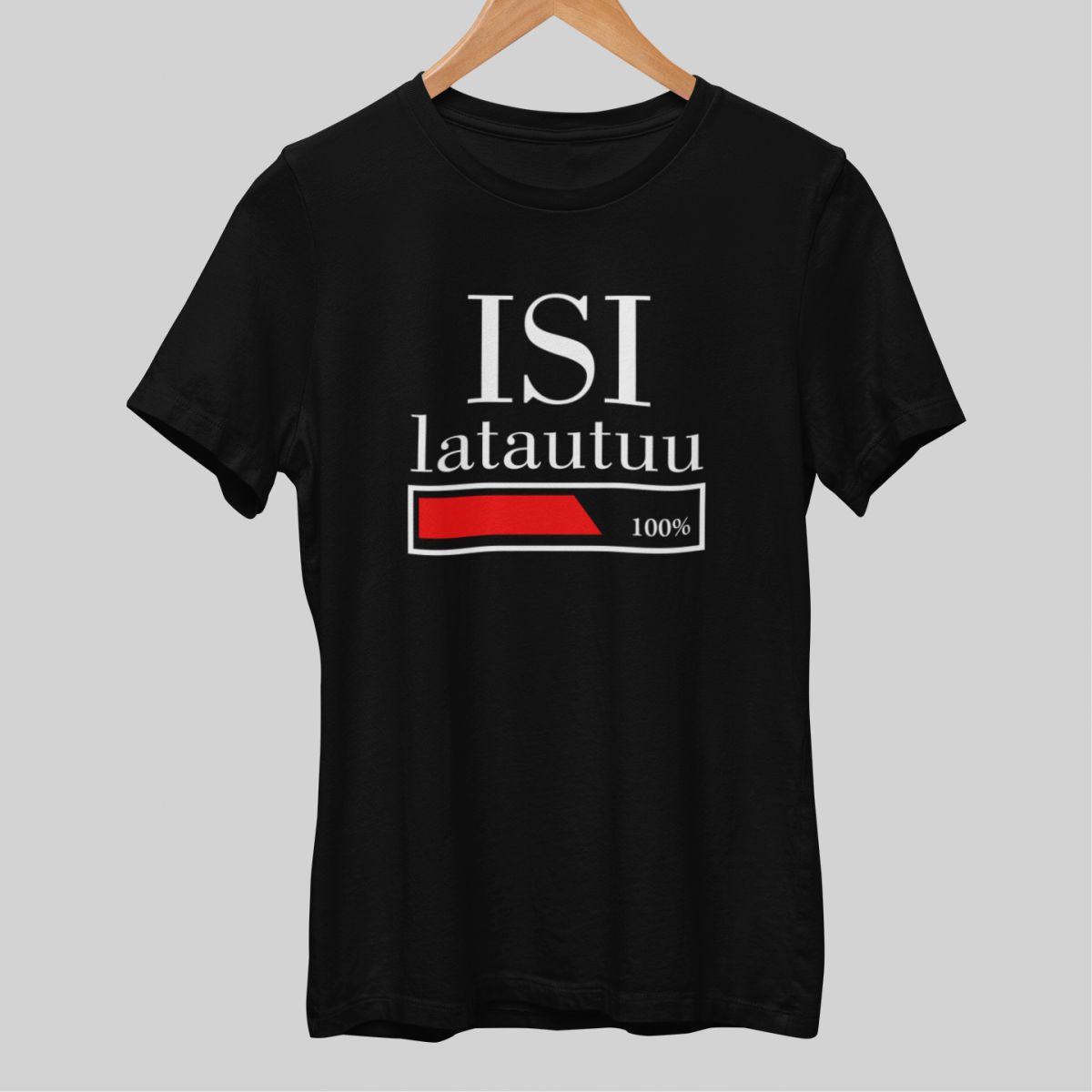 Mustat unisex T-paidat "Isi latautuu"