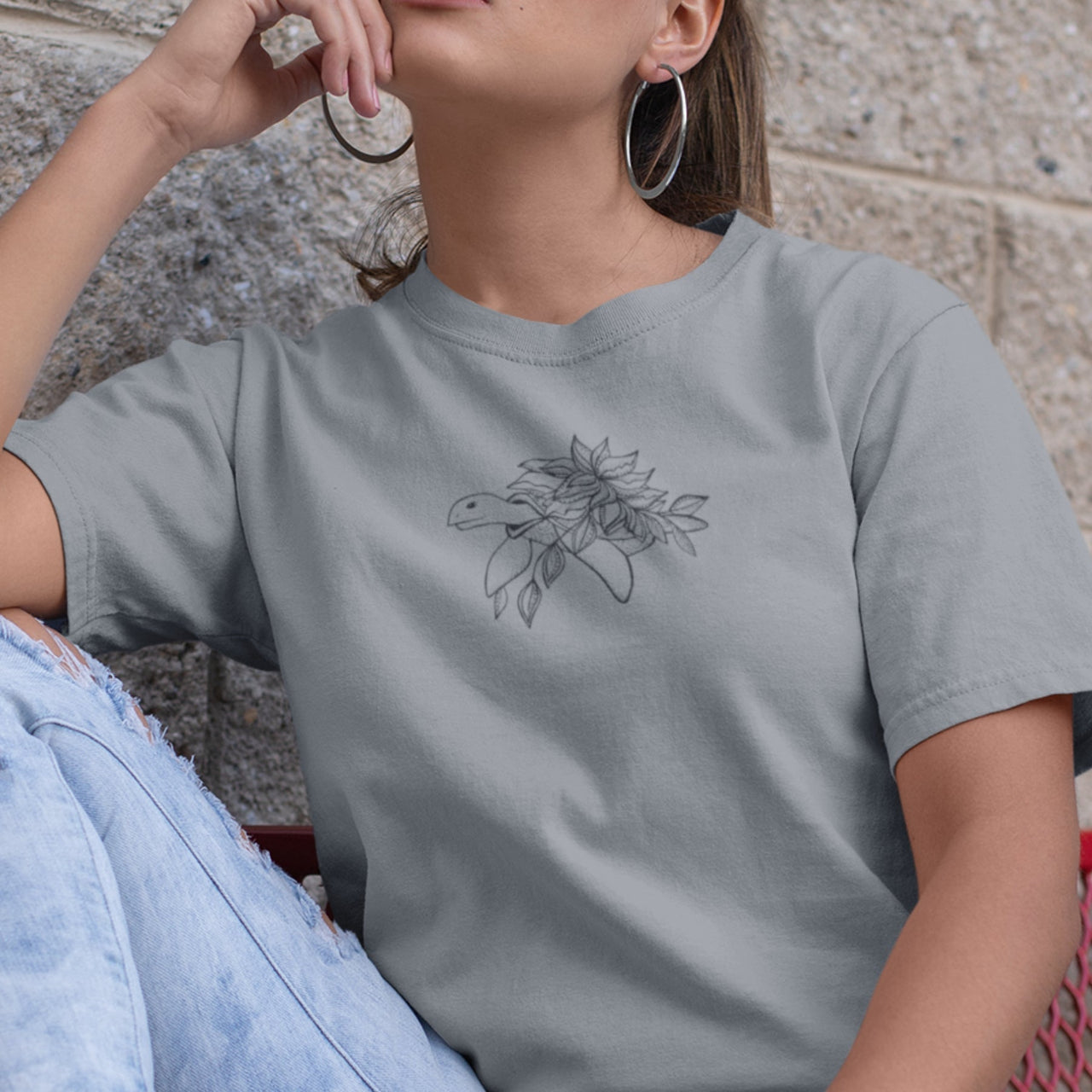 Harmaa meleerattu UNISEX T-paita Kilpikonna