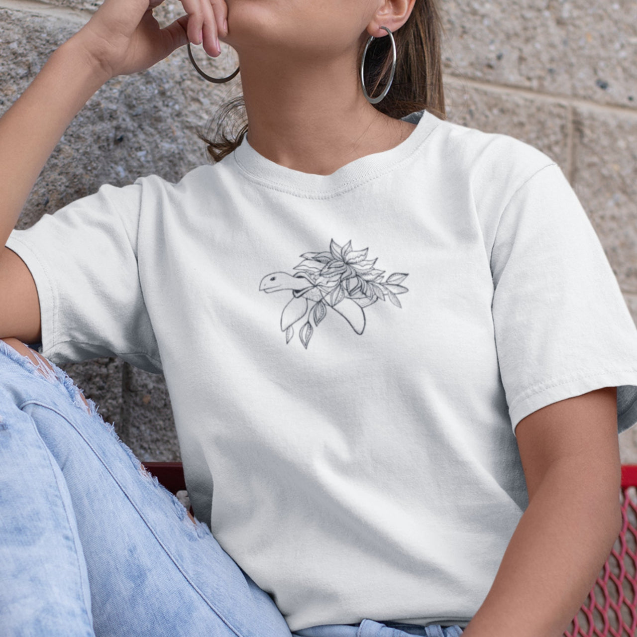 Valkoinen UNISEX T-paita Kilpikonna