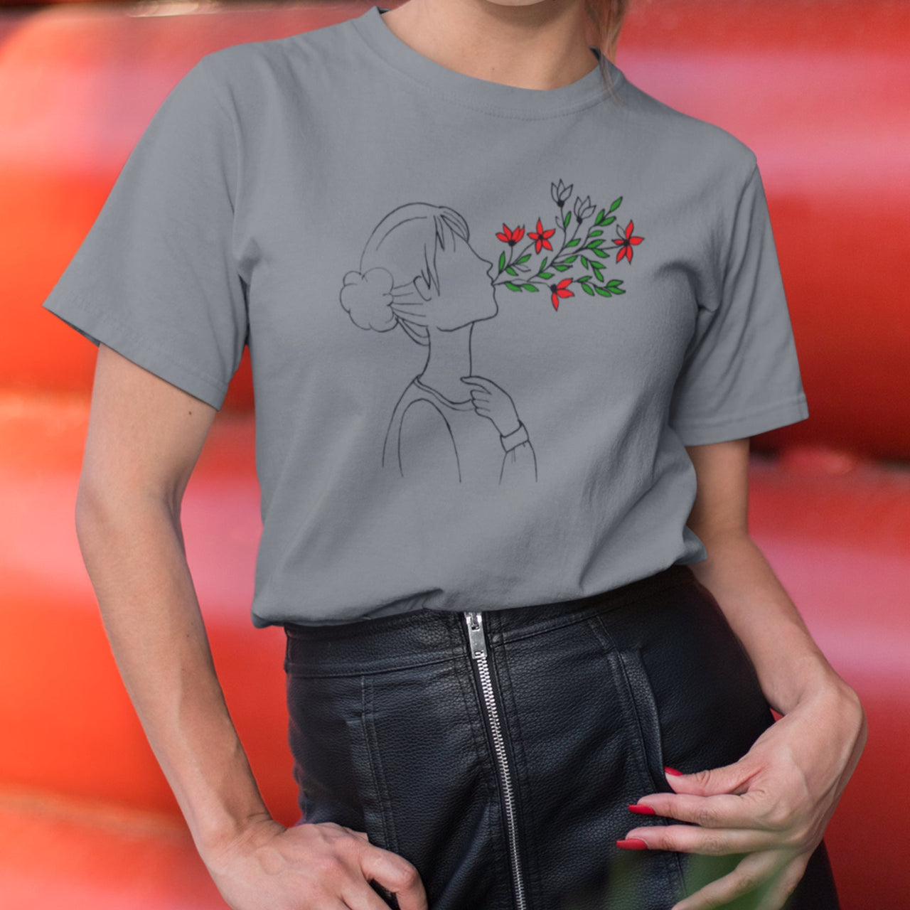 Harmaa meleerattu UNISEX T-paita Hengitys