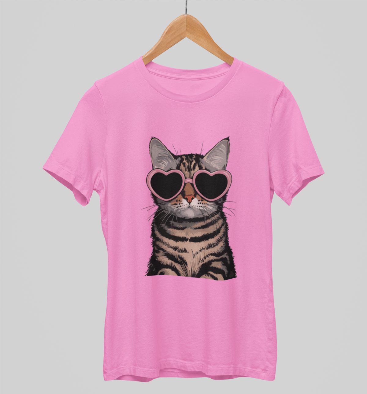 Vaaleanpunainen unisex T-paita "Kissanpentu laseilla"