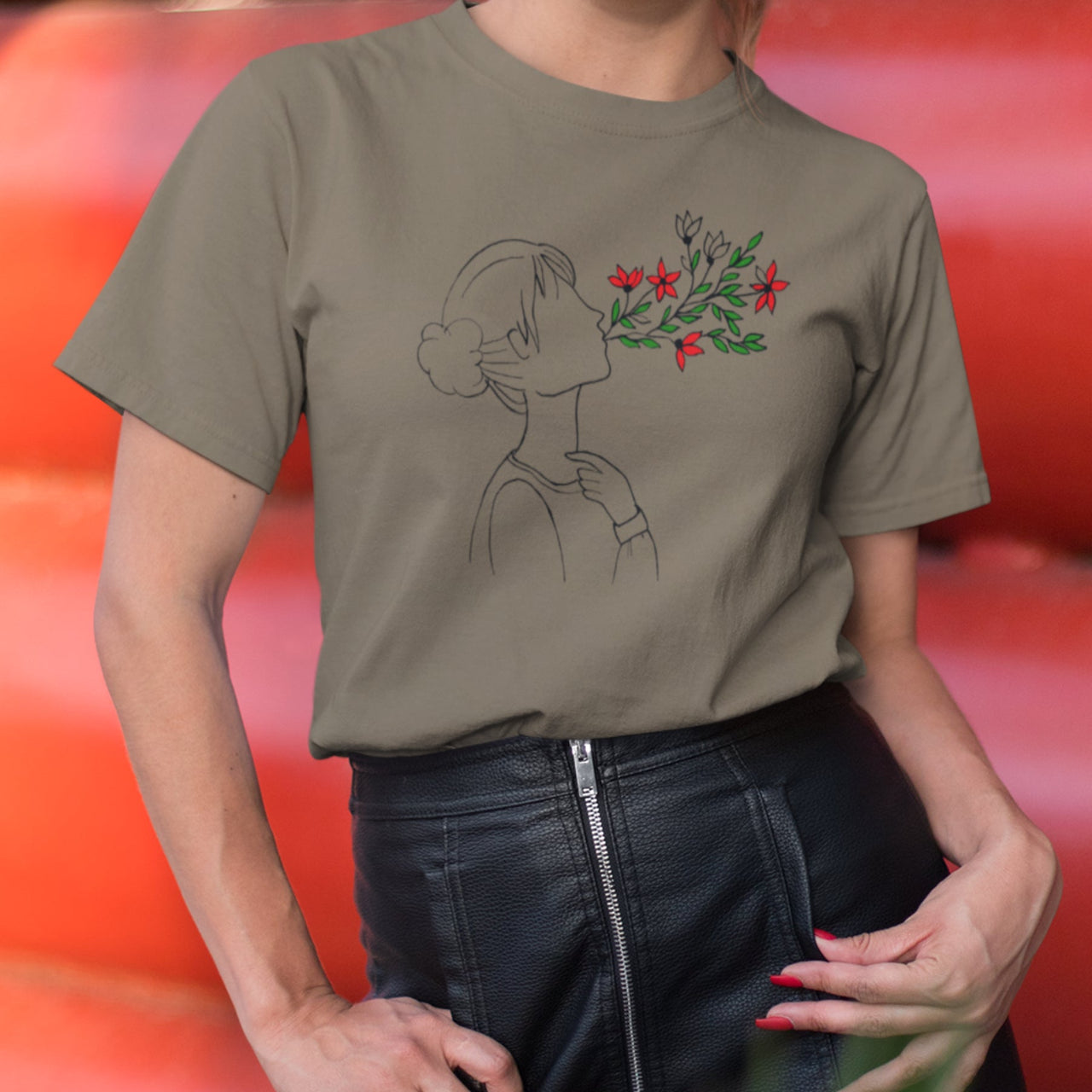 Khaki UNISEX T-paita Hengitys