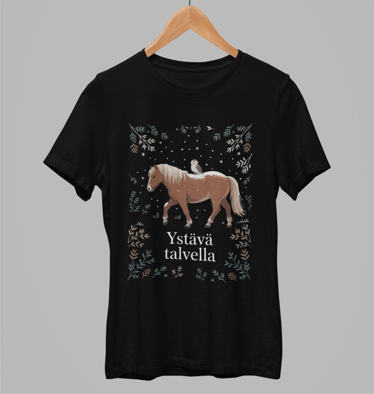 Mustat unisex T-paidat "Ystävä talvella"
