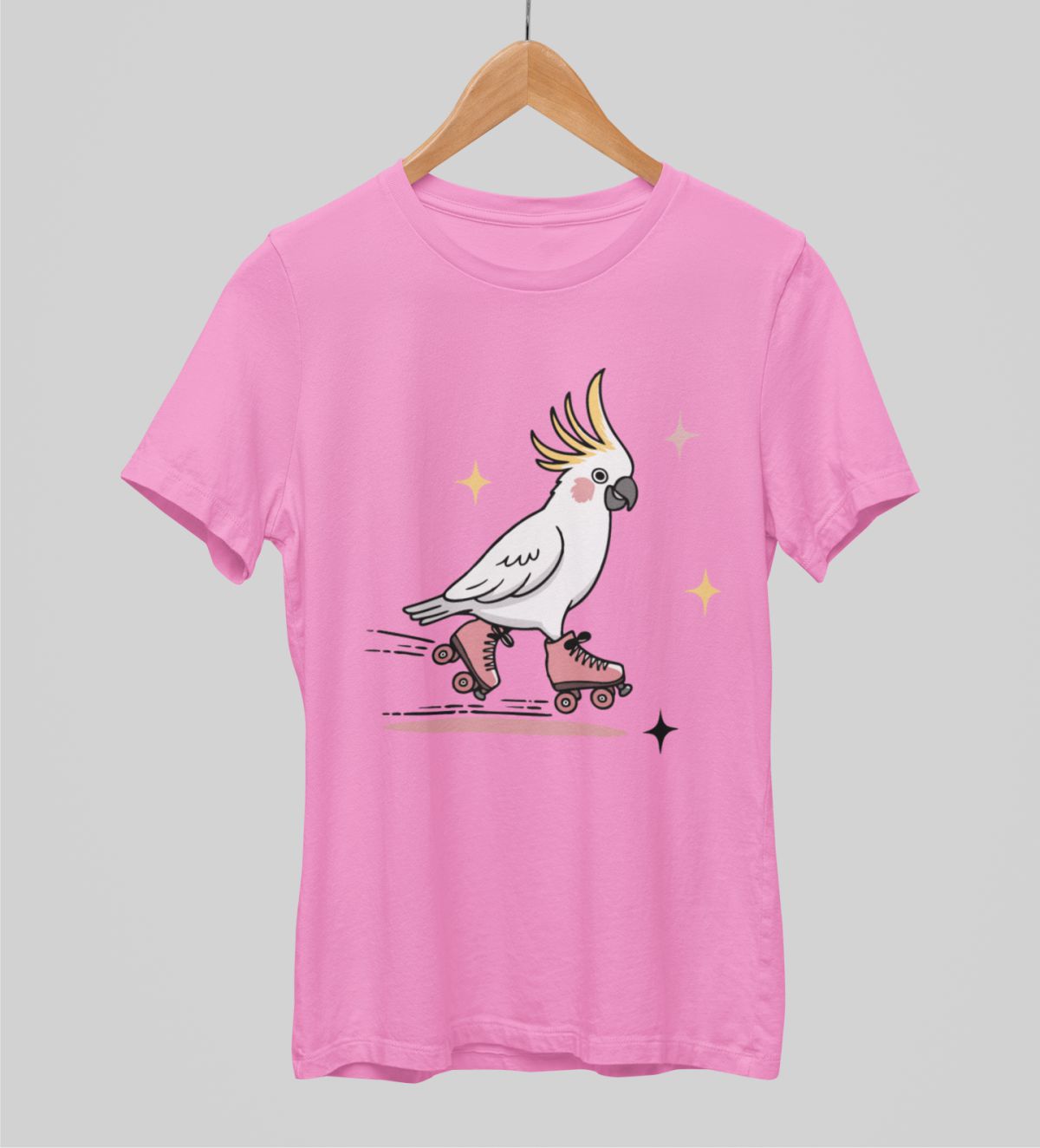 Vaaleanpunainen unisex T-paita "Mennään!"