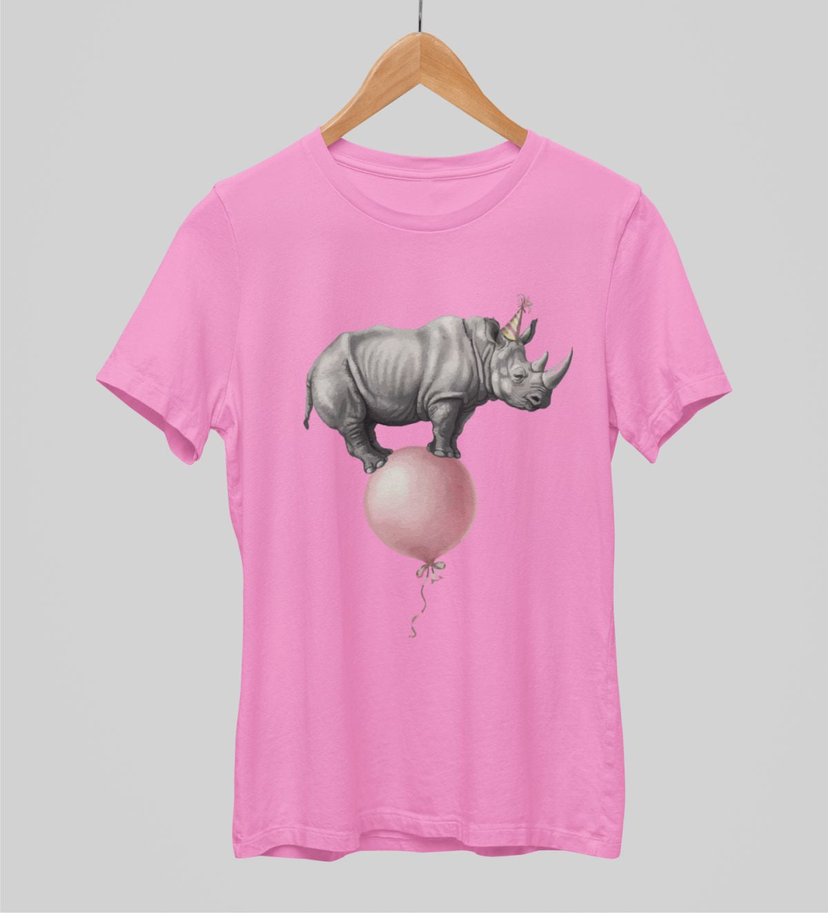 Vaaleanpunainen unisex T-paita "Ilmapallon päällä"