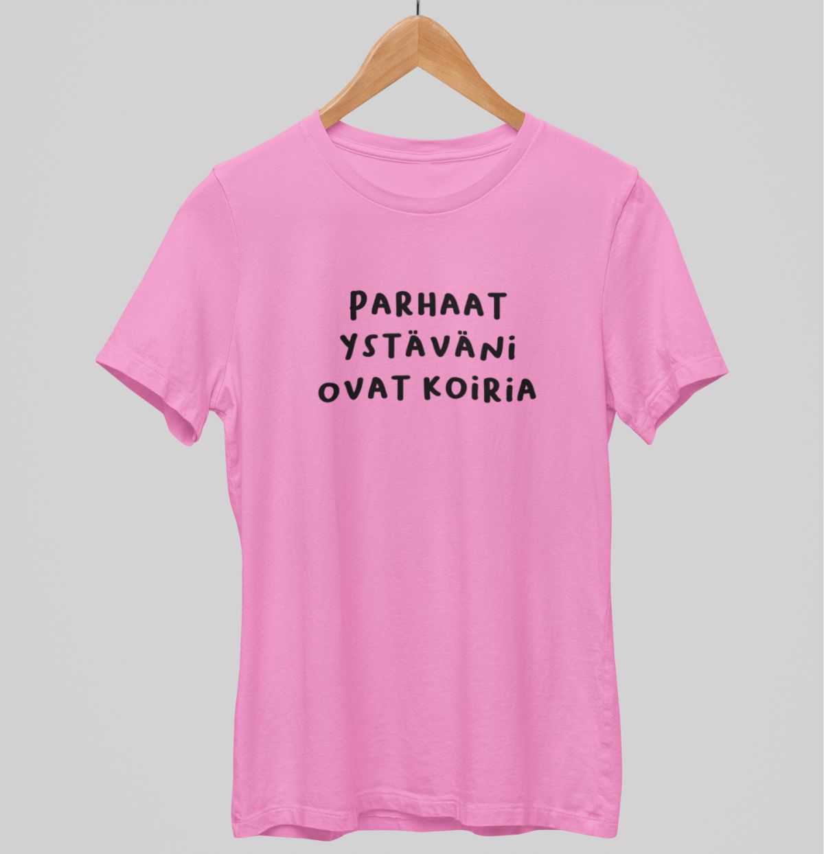 Vaaleanpunainen unisex T-paita "Parhaat ystäväni ovat koiria"