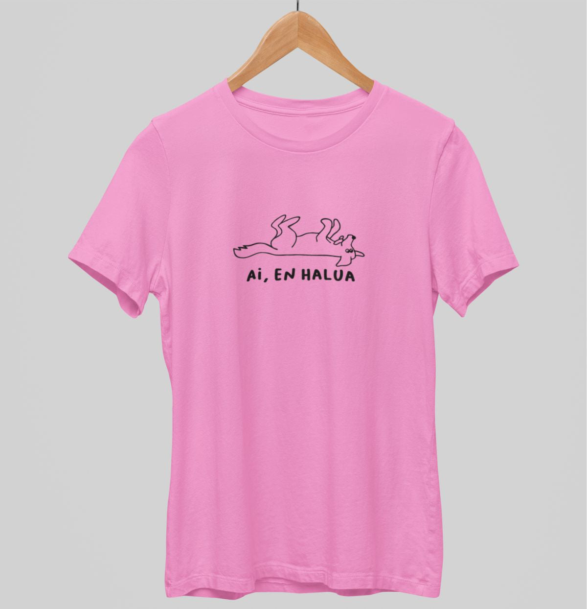 Vaaleanpunainen unisex T-paita "Ai, en halua"