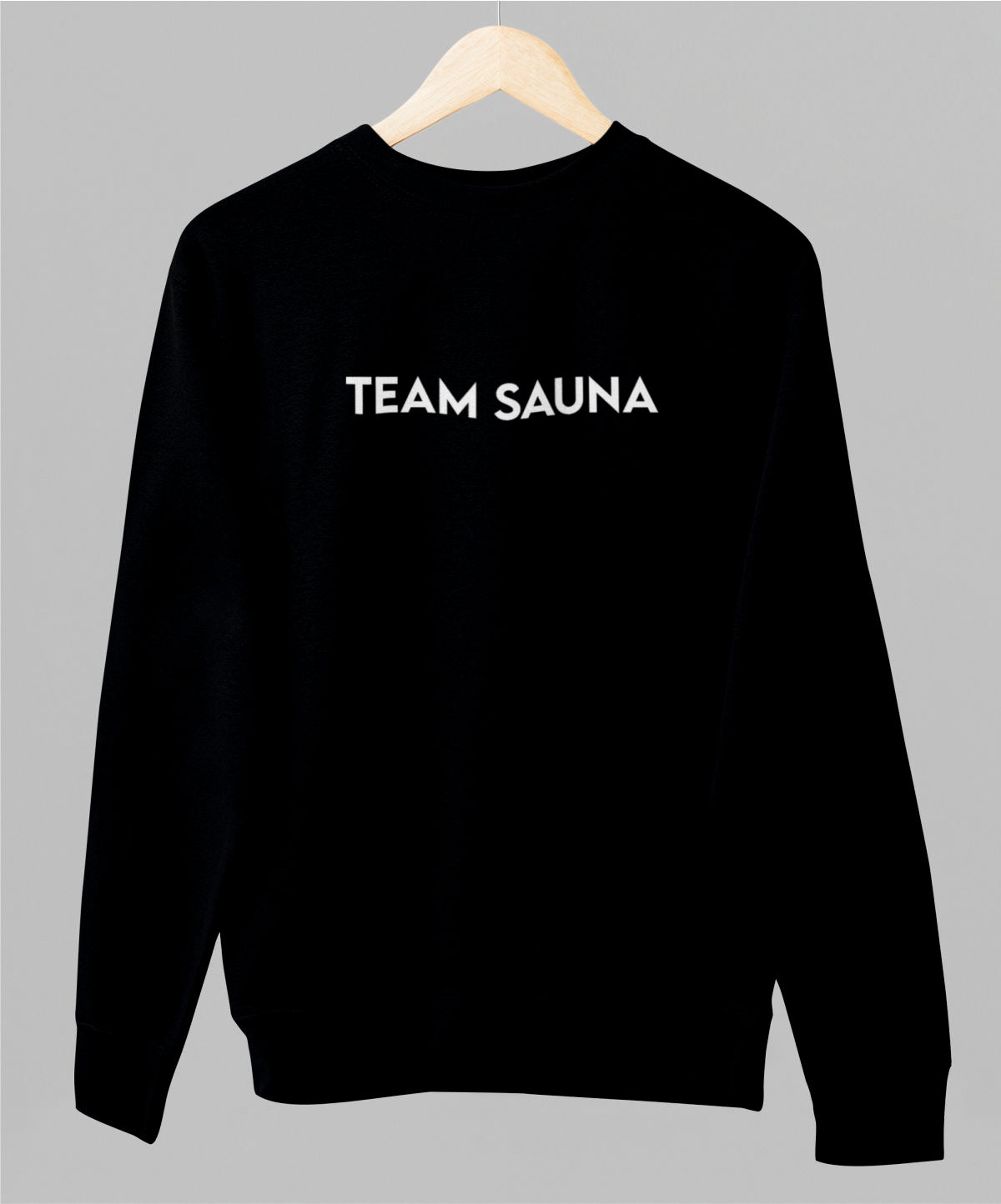 Musta unisex collegepaita "Team sauna"