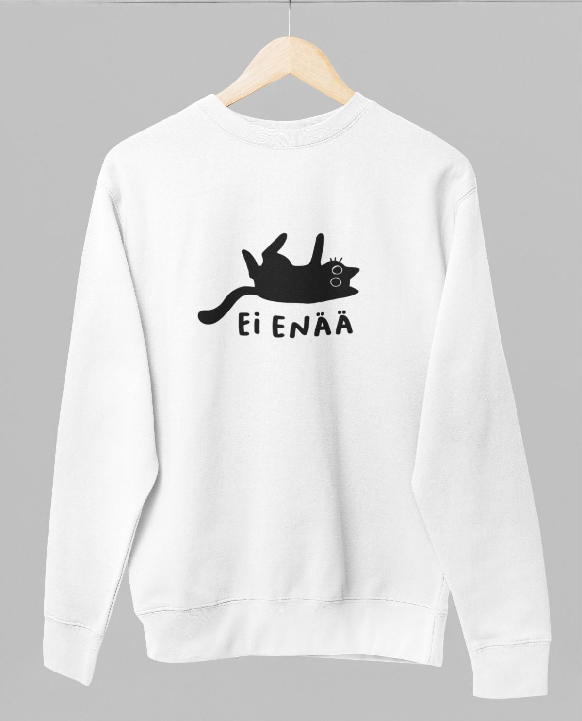 Valkoinen unisex collegepaita "Ei enää"