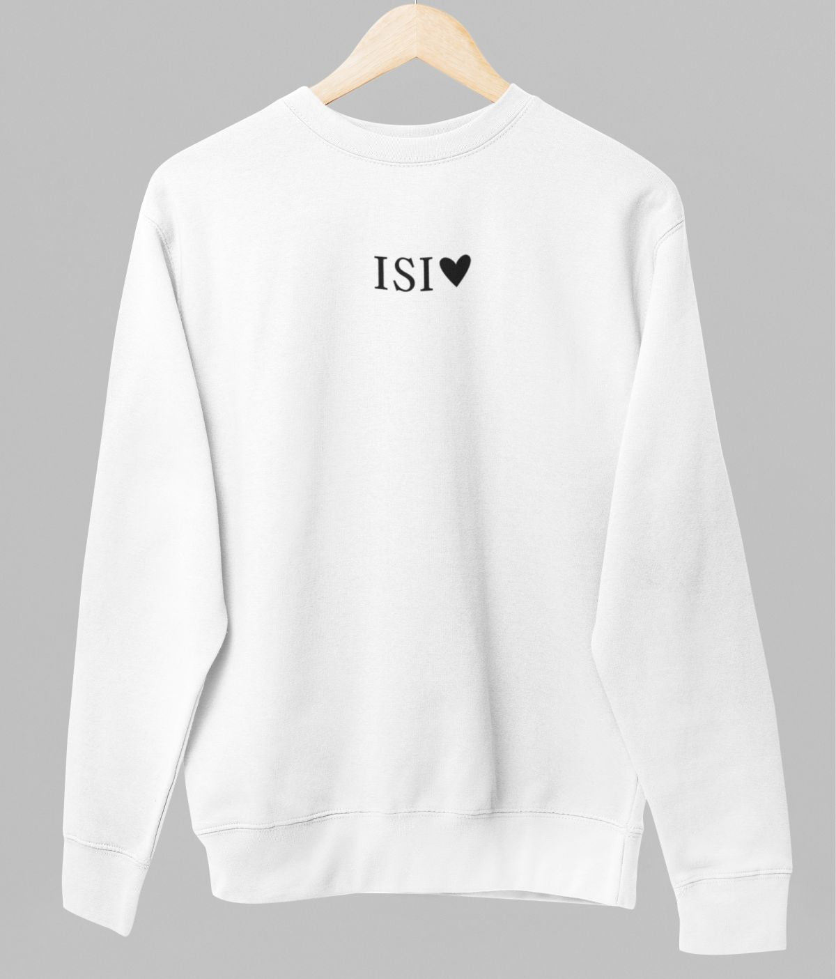 Valkoinen unisex collegepaita "Isi ja sydän"