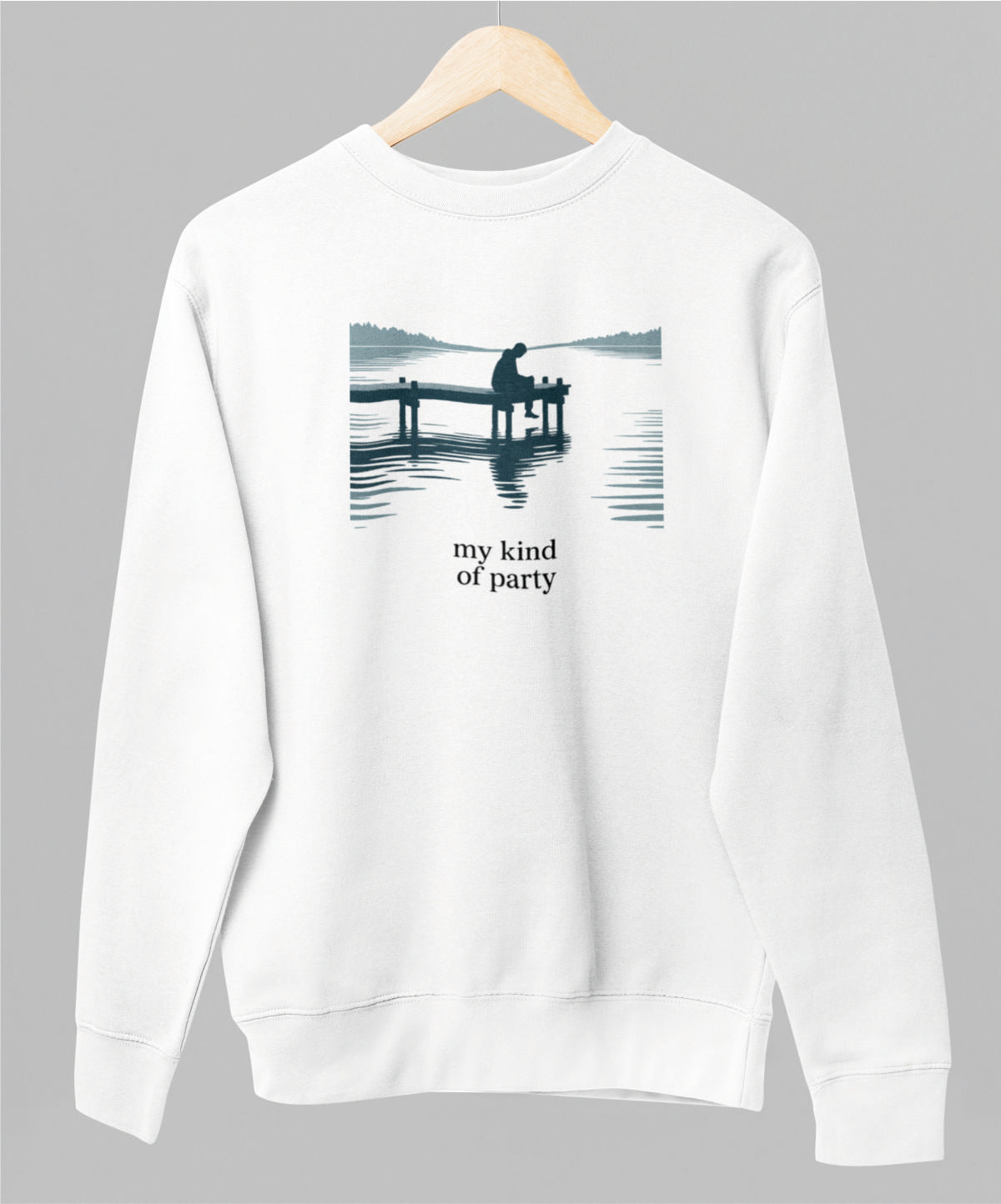 Valkoinen unisex collegepaita "Party"