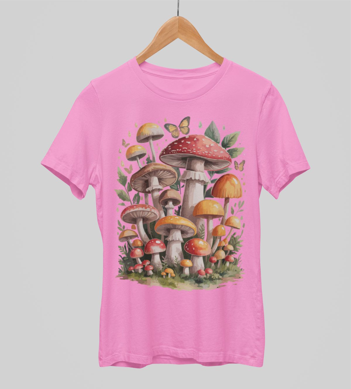 Vaaleanpunainen unisex T-paita "Sienet"