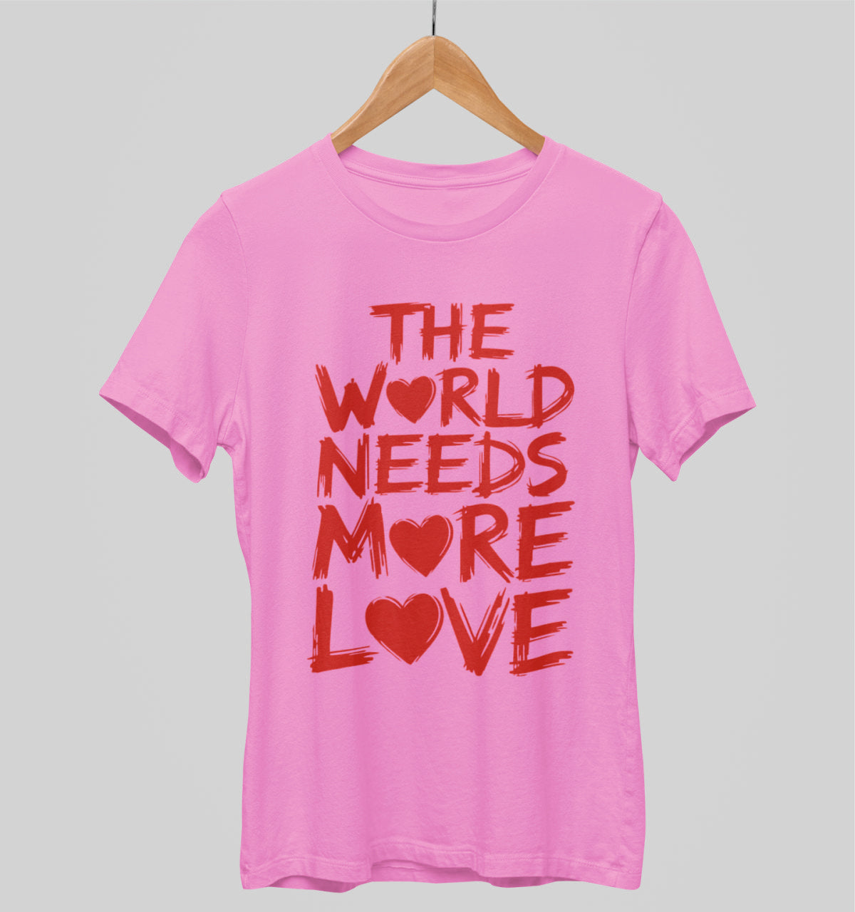 Vaaleanpunainen unisex T-paita "More love"