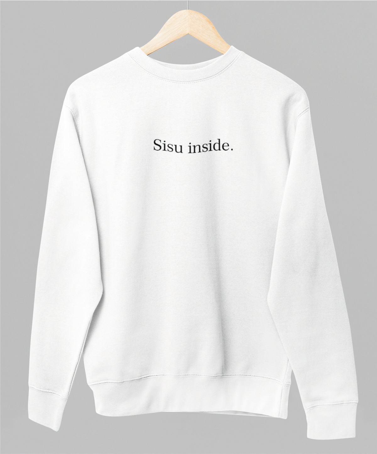 Valkoinen unisex collegepaita "Sisu inside"