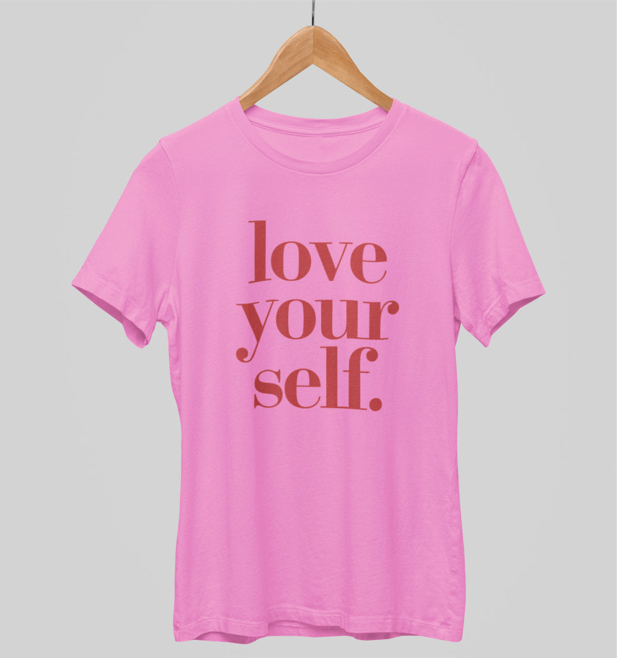 Vaaleanpunainen unisex T-paita "Love yourself"