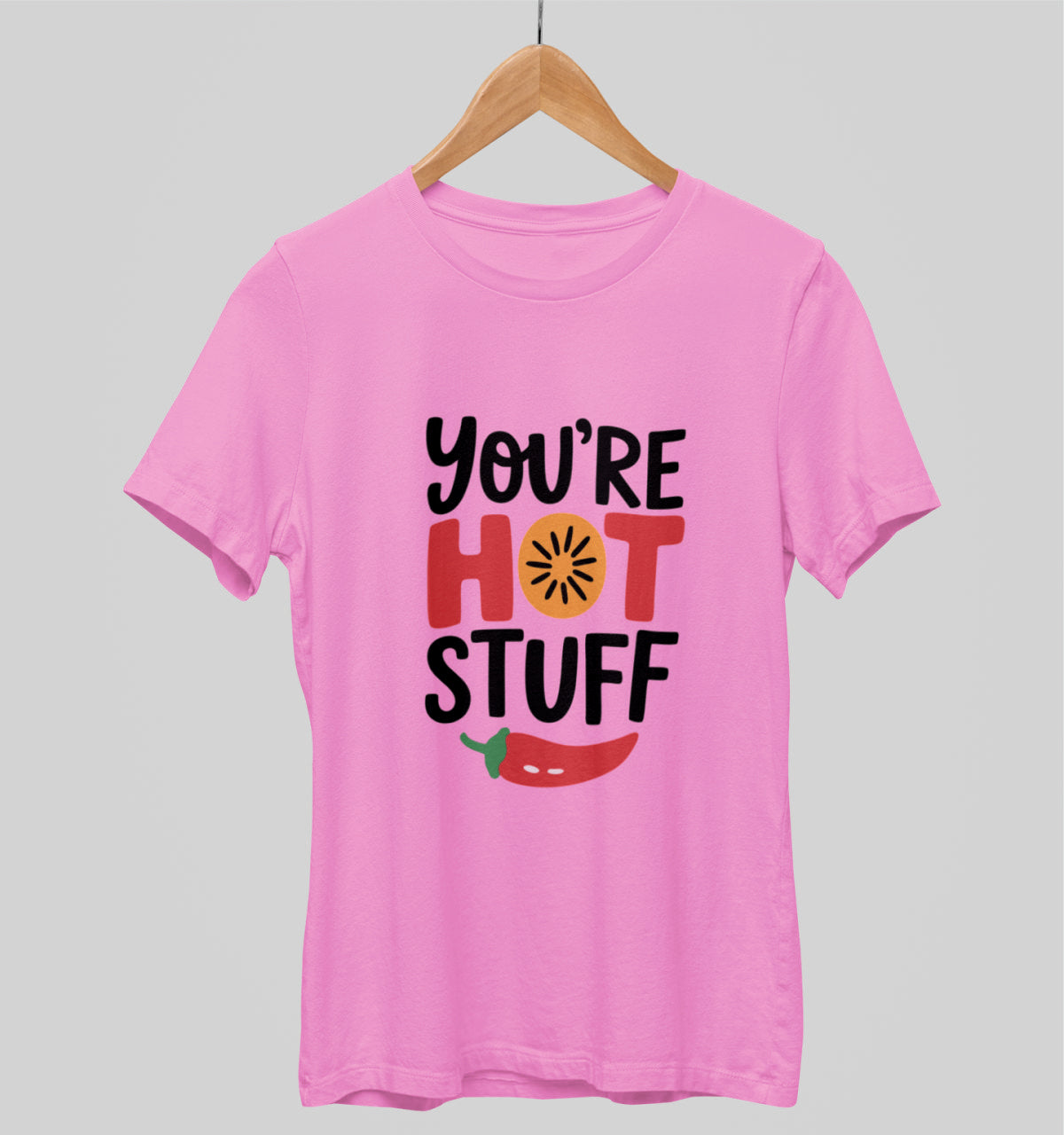 Vaaleanpunainen unisex T-paita "Hot stuff"