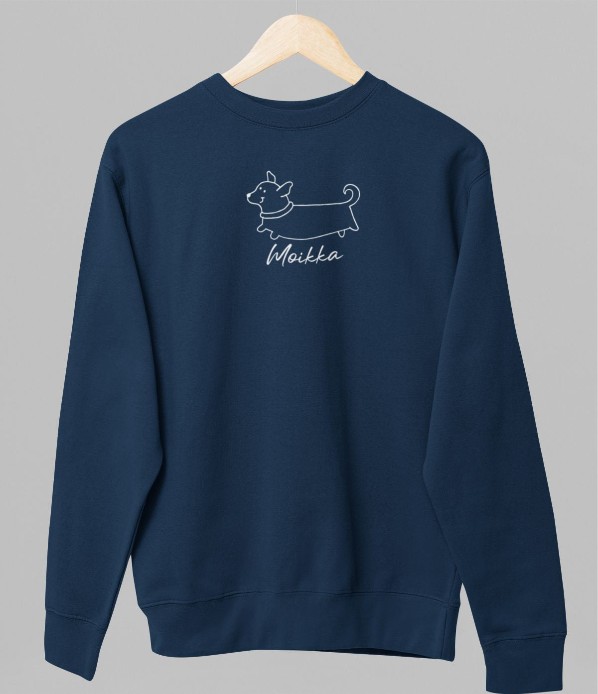 Sininen unisex collegepaita "Moikka"