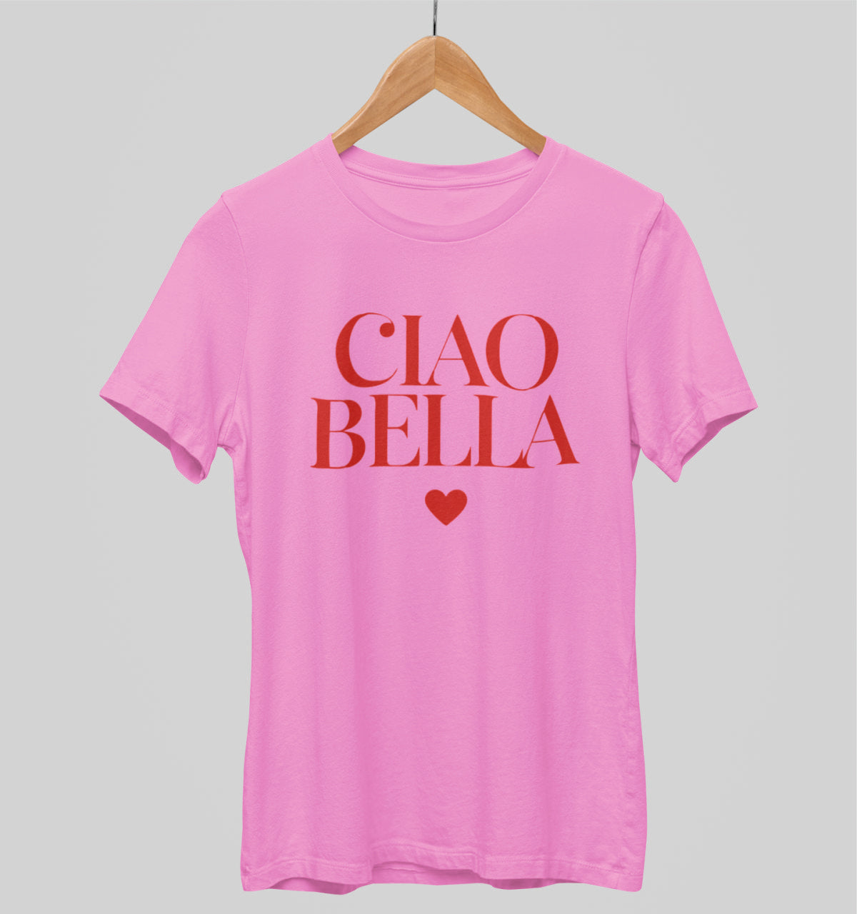 Vaaleanpunainen unisex T-paita "Ciao bella"