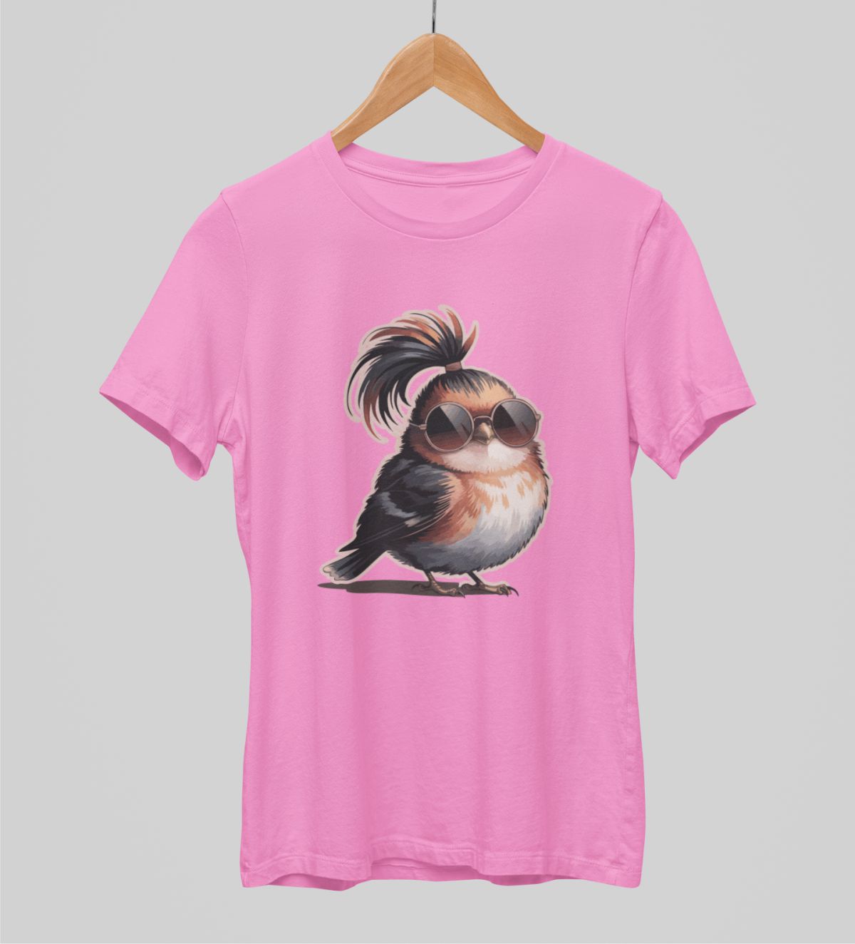 Vaaleanpunainen unisex T-paita "Tyylikäs pikkulintu"