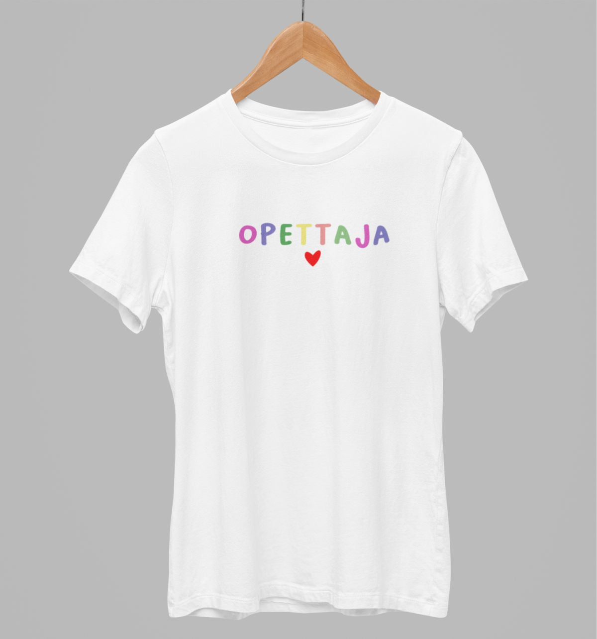 Valkoiset unisex T-paidat "Opettaja"