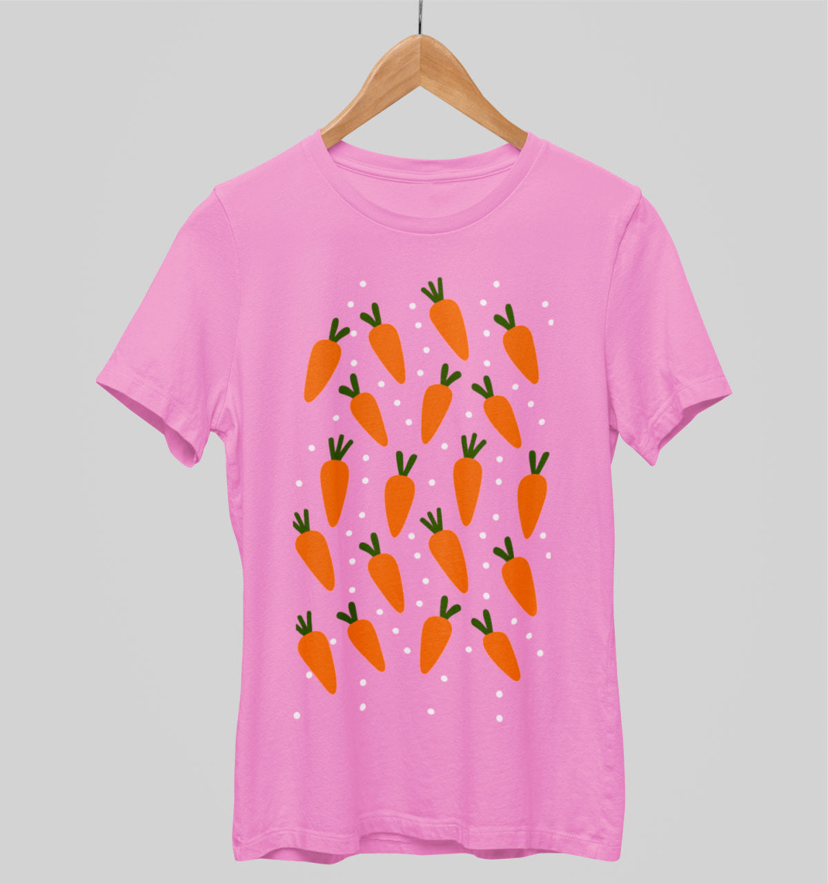 Vaaleanpunainen unisex T-paita "Porkkanasade"