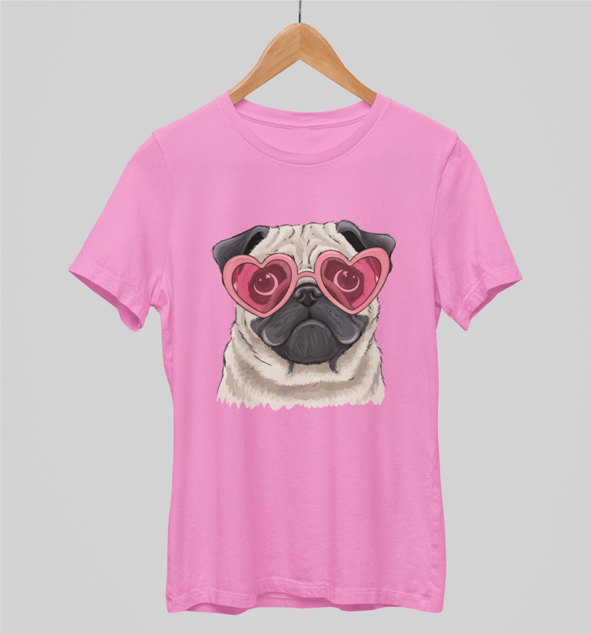 Vaaleanpunainen unisex T-paita "Pentu aurinkolaseissa"