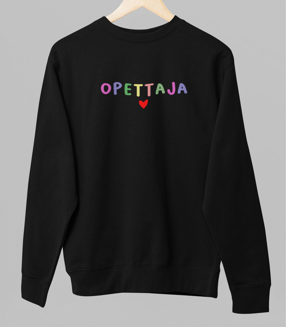 Musta unisex collegepaita "Opettaja"