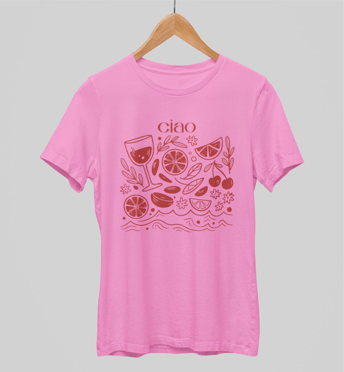 Vaaleanpunainen unisex T-paita "Ciao"