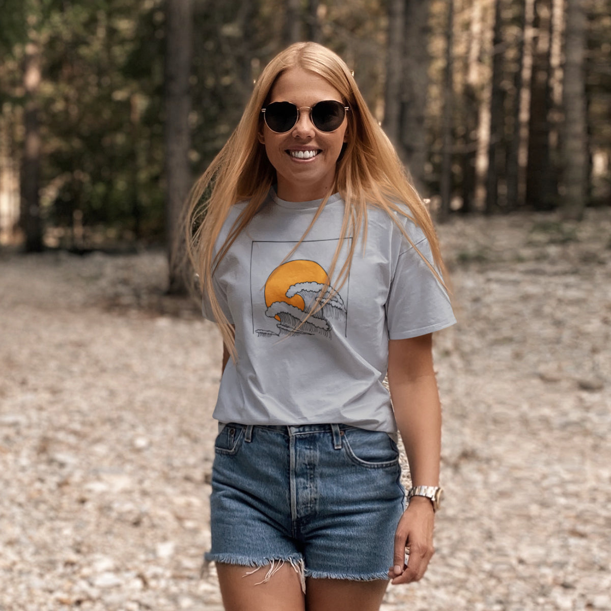 Harmaa meleerattu UNISEX T-paita Aallot