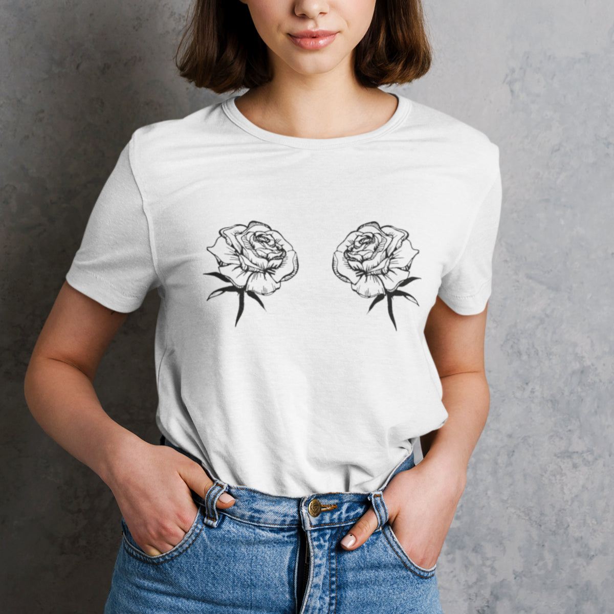 Valkoinen UNISEX T-paita Ruusut