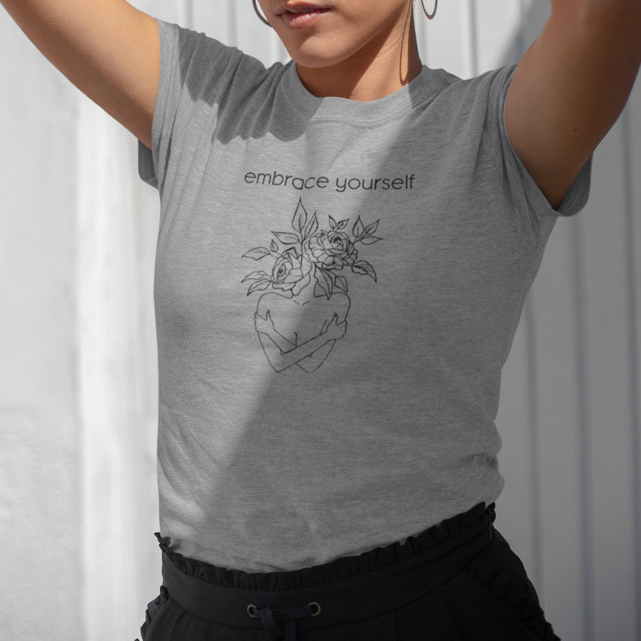 Harmaa meleerattu UNISEX T-paita Hyväksy itsesi
