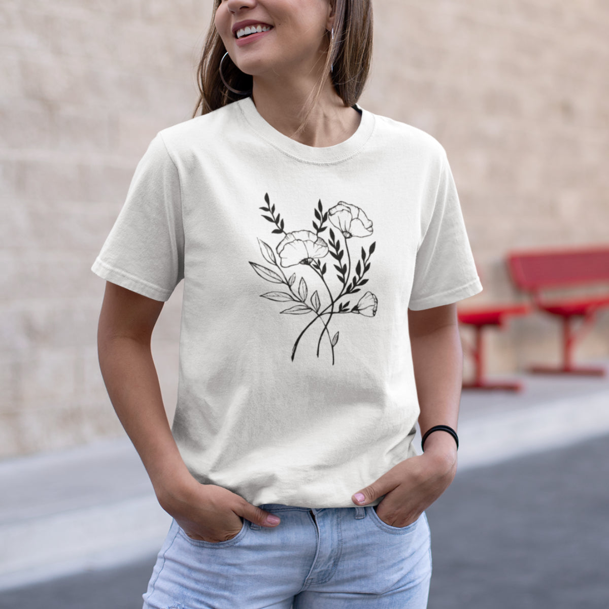 Valkoinen UNISEX T-paita Kolme kukkaa