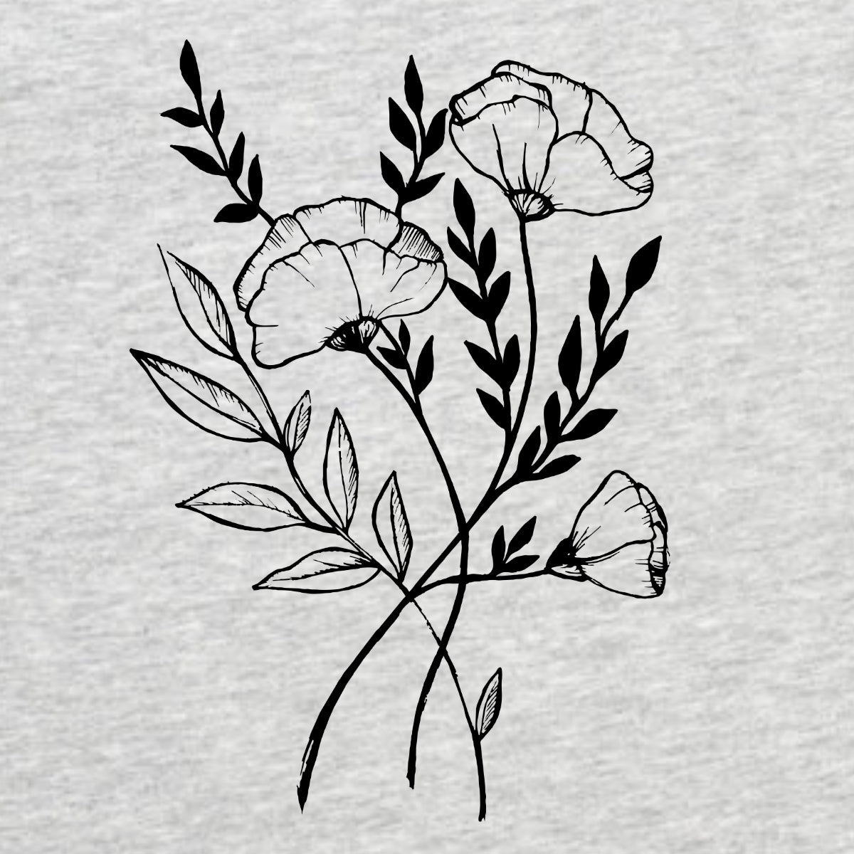 Harmaa meleerattu UNISEX T-paita Kolme kukkaa