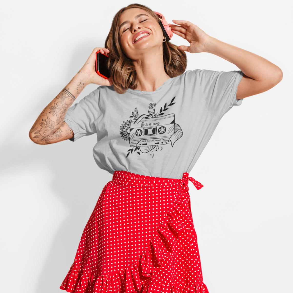 Harmaa meleerattu UNISEX T-paita Nauha